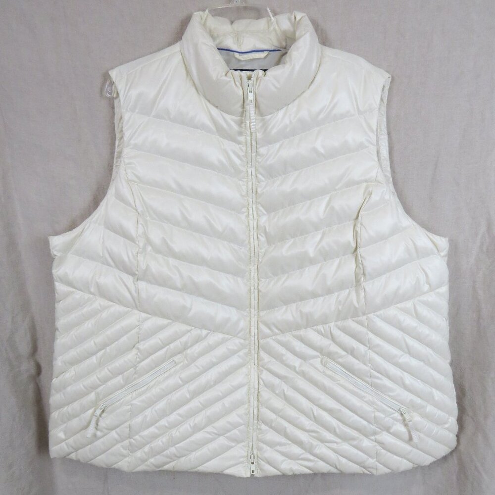 TALBOTS Woman Down Filled Puffer Vest Full Zip SIZE 3X Off White - Cream